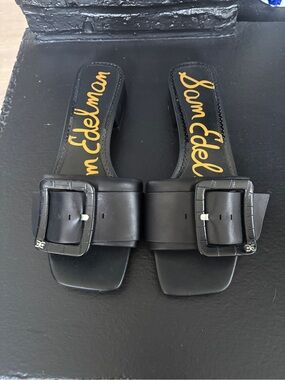 Sam Edelman Black Buckle Slide Sandals